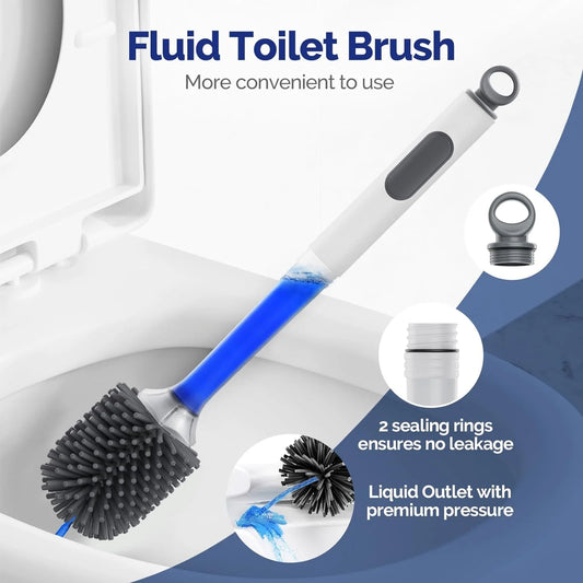 CleanJet™ – Refillable Silicone Toilet Brush [Detergent Spray + Mess-Free Cleaning]