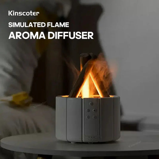 FlameAura™ KINSCOTER – Simulated Flame Aroma Diffuser & Humidifier [Relaxing Ambience + Cool Mist]